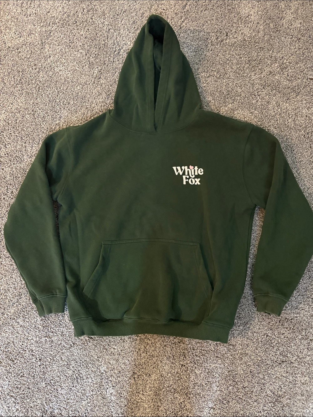 White Fox Dark GreenSweatshirt with Pink Heart Logo